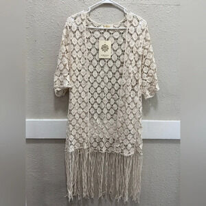 REBELLION Again Macrame Crochet Open Cover Up NWT XS